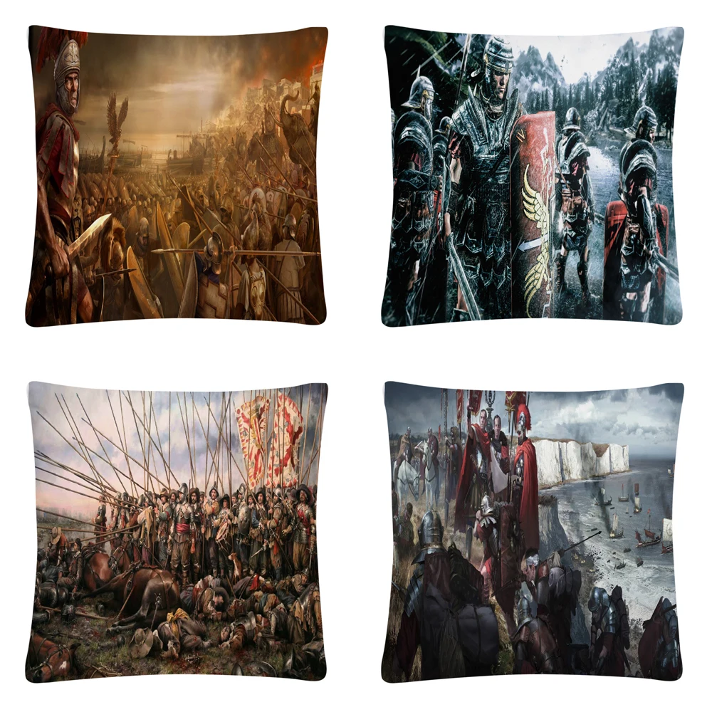 

Historical Roman Empire Pattern Soft Short Plush Cushion Cover Pillow Case for Home Sofa Car Decor Pillowcase 45X45cm
