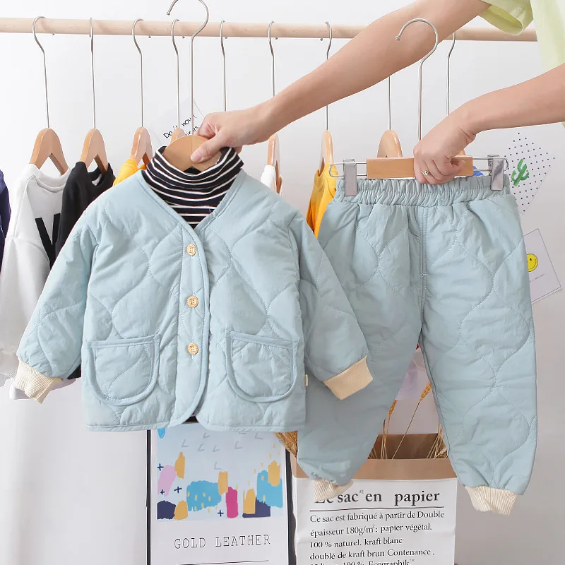 Комплекты одежды для детей зимняя бархатная одежда из 2 предметов маленьких