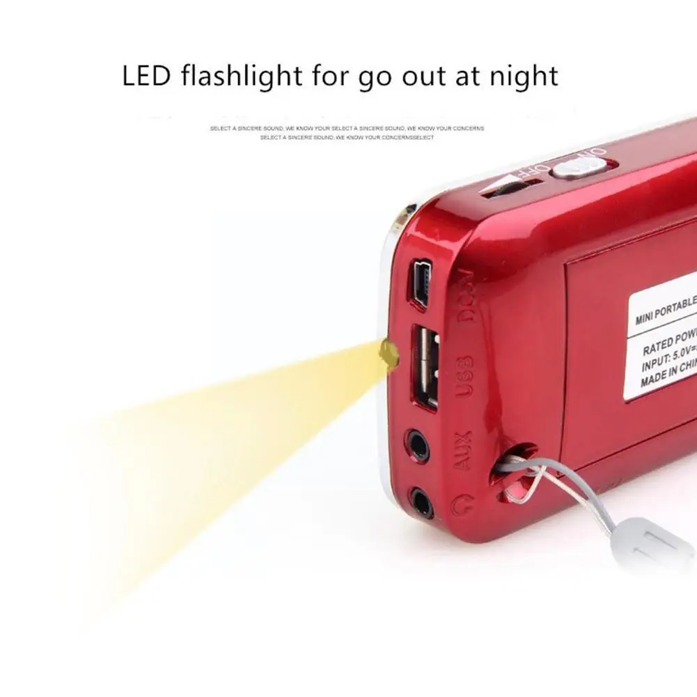 Портативный мини-динамик L-088 mp3-плеер с фонариком FM Поддержка Hi-Fi радио стерео TF AUX