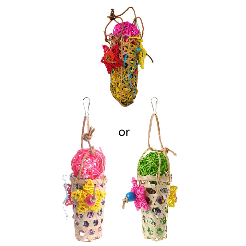 Игрушки для птиц попугаев деревянный вязаный ротанговый шар качели Жевательная