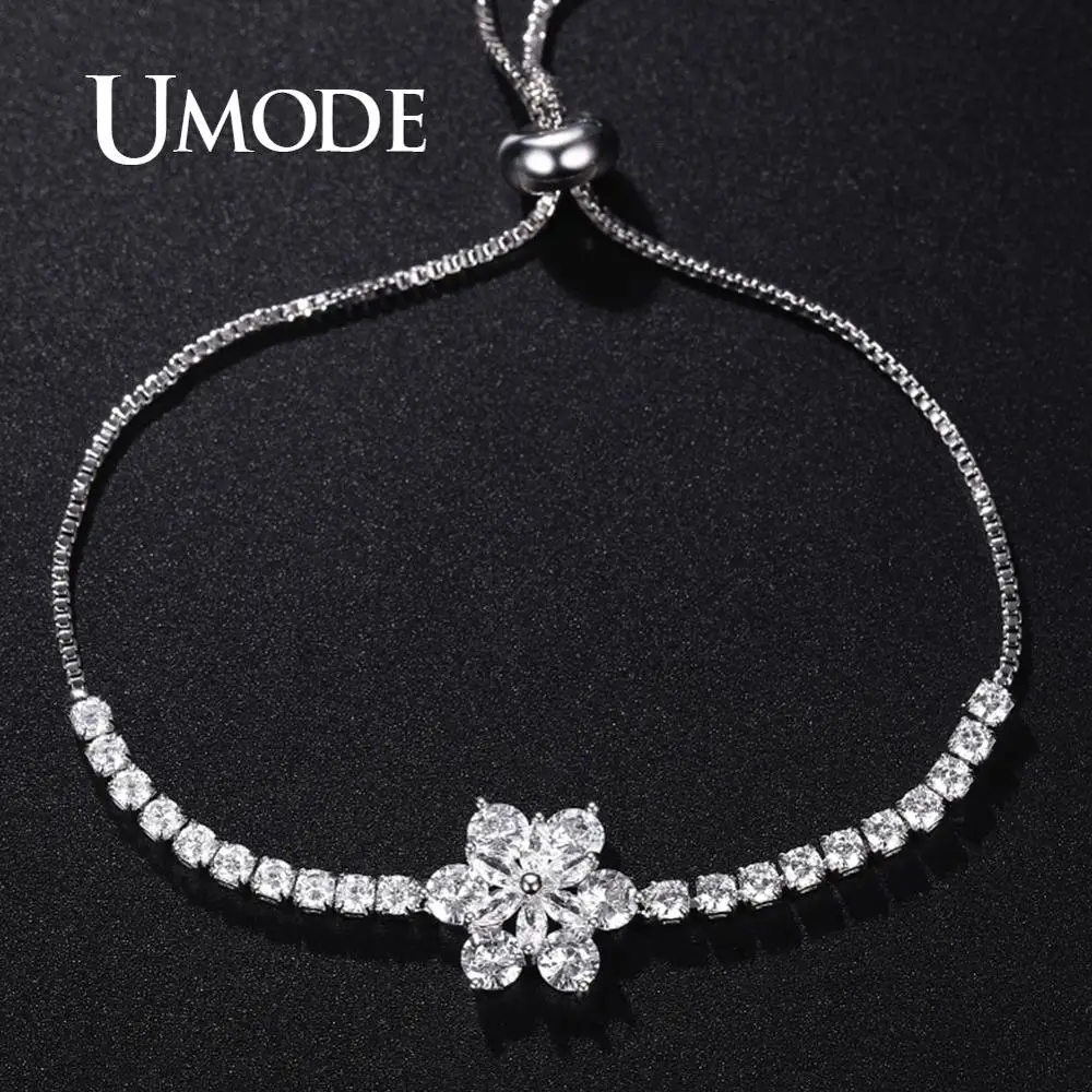 

UMODE Luxury Flower Tennis Bracelets Zirconia Bangeles & Bracelets Femme CZ Crystal Bracelets Fashion Jewelry Gifts UB0215