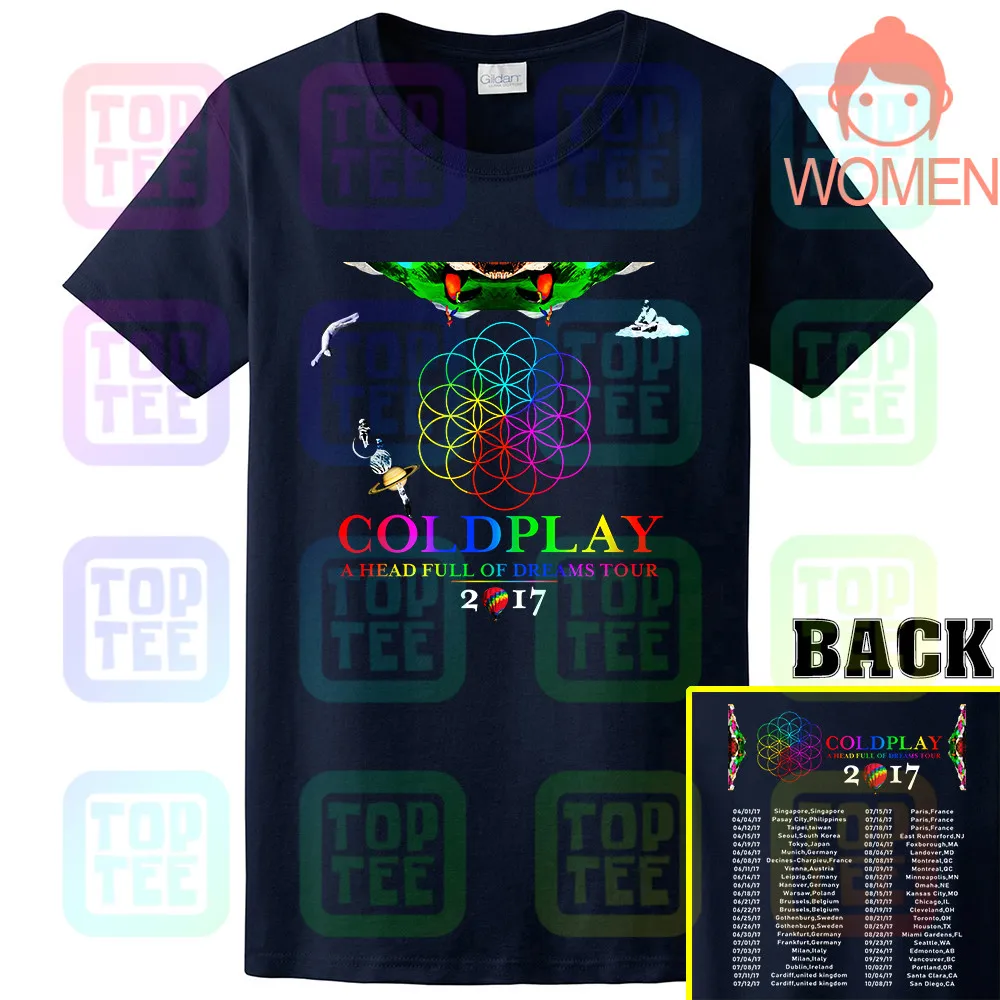 Women Navy Редкая! 69299-Coldplay Тур г. футболка Размеры S-3XL - Цвет: Women Navy