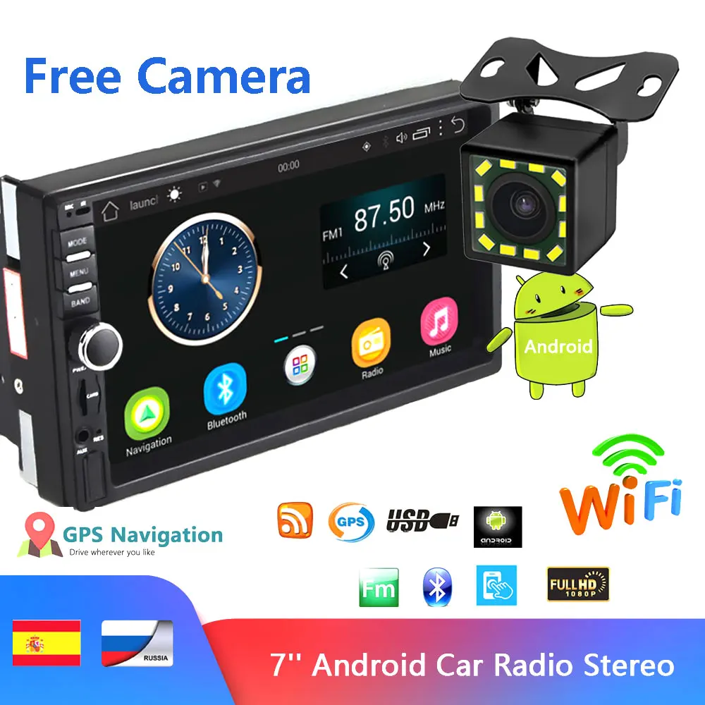 BYNCG 7 дюймов Android Автомагнитола Стерео gps навигация Bluetooth USB SD 2 Din сенсорный