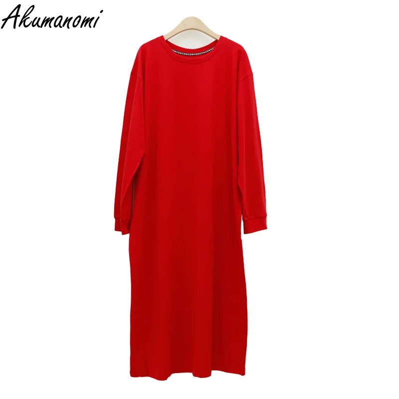 Oversized Casual Pink Black Cotton Long Sleeve Womens Dresses 2021 Maxi Elegant Plus Size 10xl 7 5 Xl Autumn Spring Loose Dress