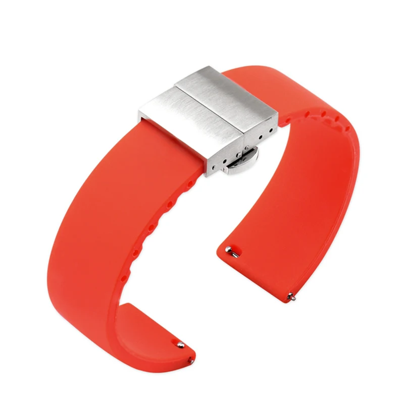 Flat Interface Universal Silicone Rubber Straps  For Samsung S2 S3 Huawei Watch 14 16mm 18mm 20mm 22mm Quick Release Watch Bands