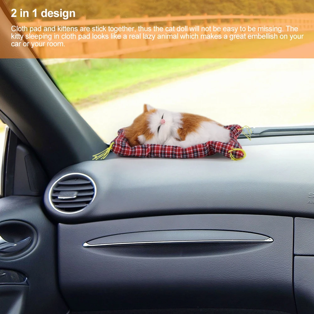 

Simulation Sleeping Cat Toy with Soft Mat Soft Cozy Meow Kitten Stuffed Plush Toys Car Home Decoration