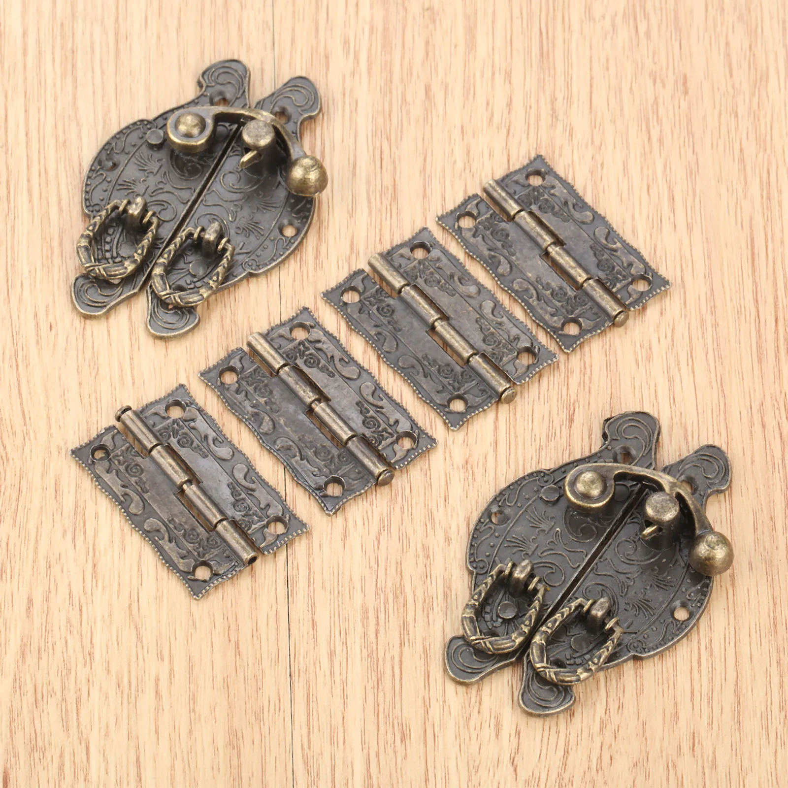 6 шт./компл. мебель петли для шкафа с Античная бронзовая бижутерия деревянный ящик
