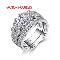 new 925 rings for women love heart cz crystal fashion lady wedding engagement ring set