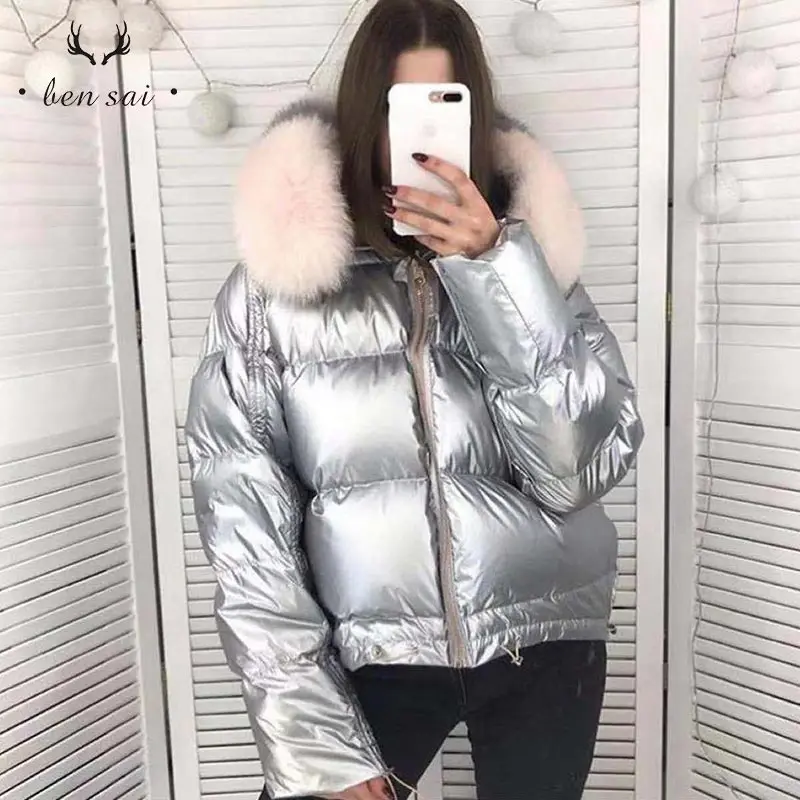 Женское модное шерстяное пальто с капюшоном Parker Zippper из глянцевого материала