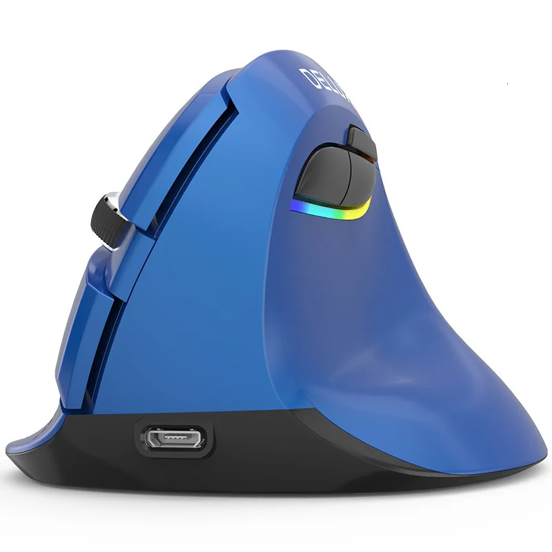 Delux M618 Мини Bluetooth+ Usb беспроводной двойной режим Вертикальная эргономичная компьютерная мышь перезаряжаемая оптическая Бесшумная RGB 3d PC Mause
