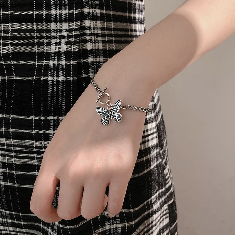 Винтажные браслеты от Papillon OT boucle Thai argent couleur pour femme dames mode coréenne bijoux en Metal