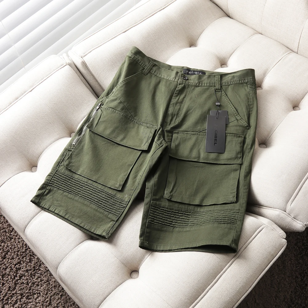 

Pocket overalls cargo shorts pure cotton straight army green zaraing-style men 2021 sheining male shorts