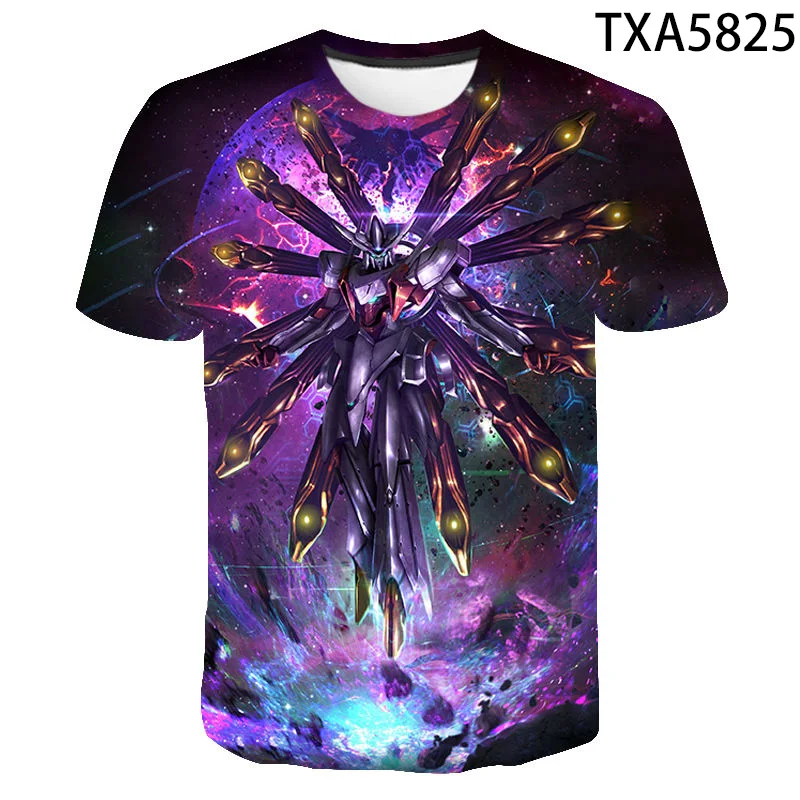 

2021 Summer New Gundam 3DT Shirt Men's Fashion Casual Streetwear Children's Anime Printed Shirt Cool Super Sweatshirt Top