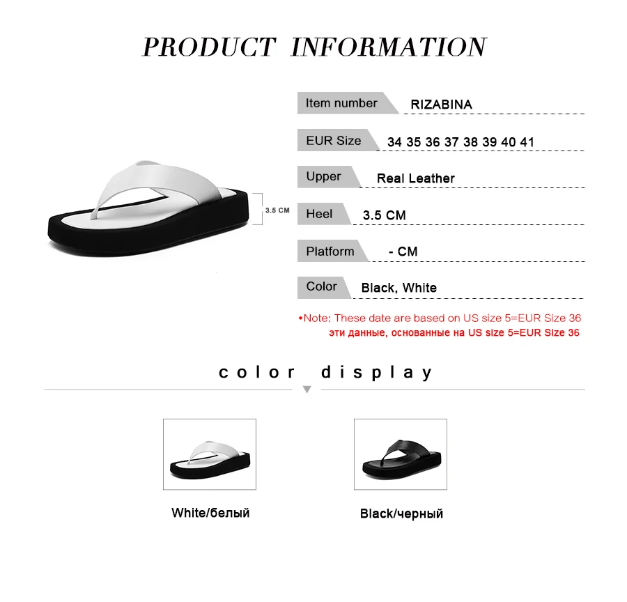 

RIZABINA Real Leather Slippers For Women Flip Flops Outdoor Summer Flats Shoes Women Casual Home Sandals Footwear Size 34-41