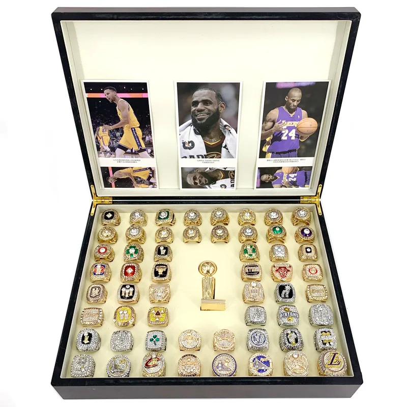 

High-end fan memorabilia series basketball championship annual ring golden yellow cubic zirconia paved into retro commemorative