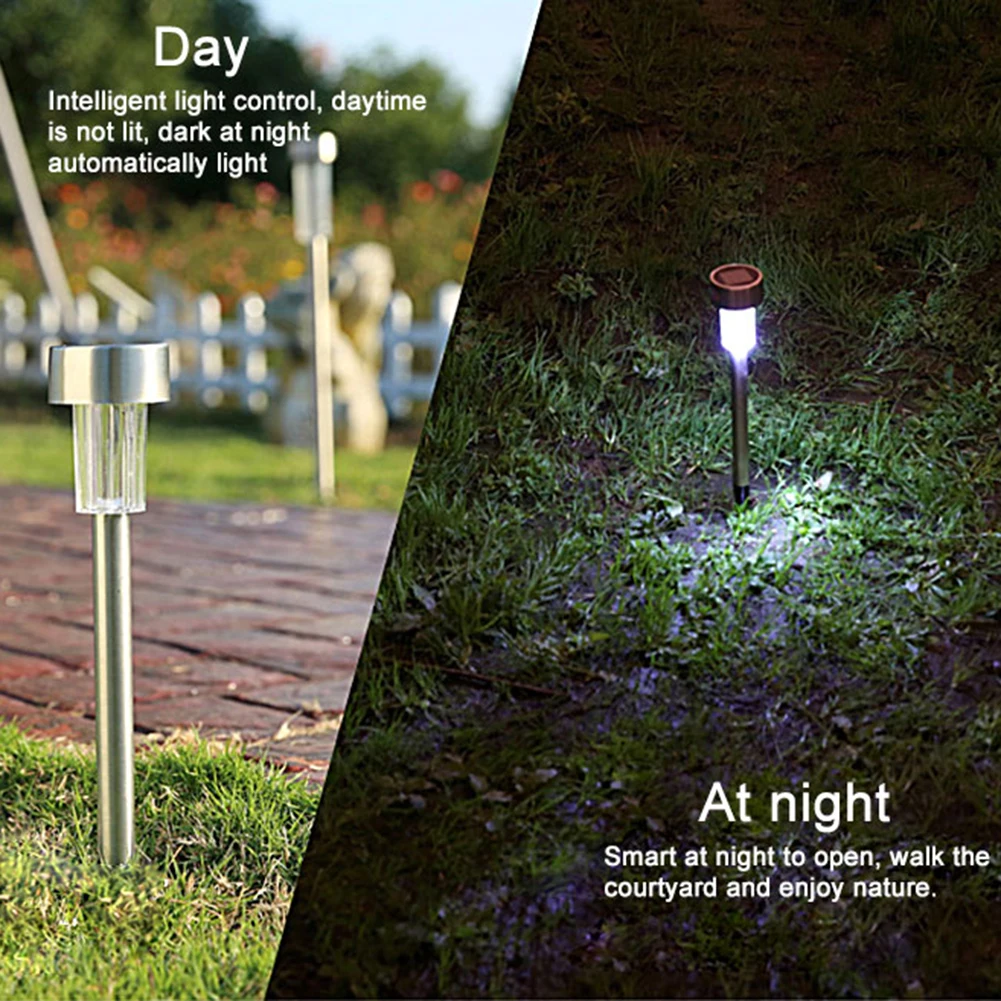 

10pcs Stainless Steel IP65 Waterproof LED Solar Lawn Lamp Outdoor Garden Pathway Yard Street Decoration Bollard Light Stick