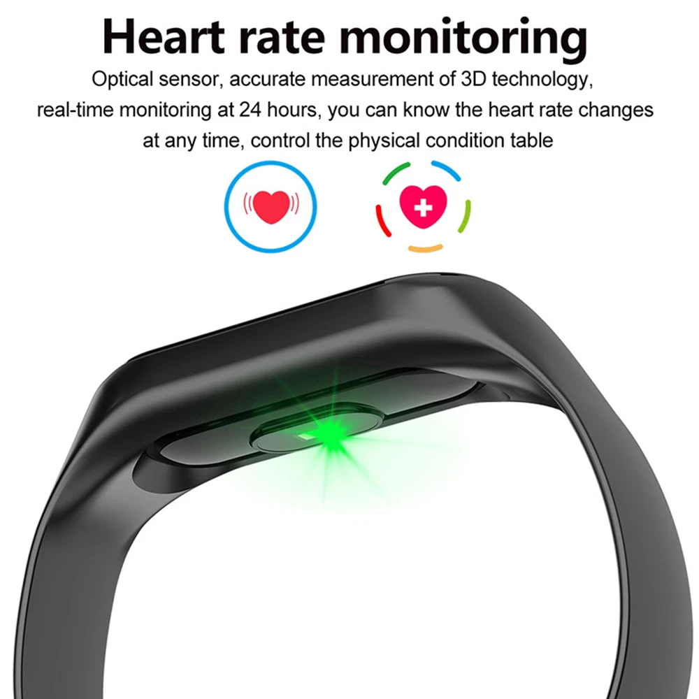 M3 Color Screen Smart Silicone Bracelet Heart Rate Sleep Monitoring Fitness Calorie Consumption Unisex Birthday Gift | Электроника