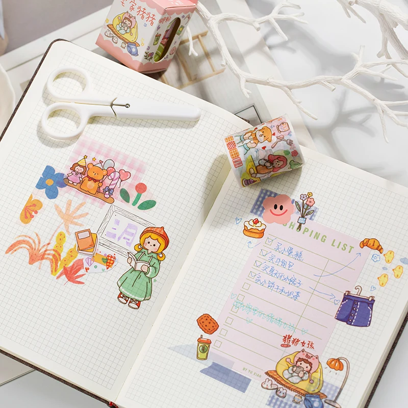 Мультипликационная кавай-девочка пуля журнал лента Washi Милая декоративная