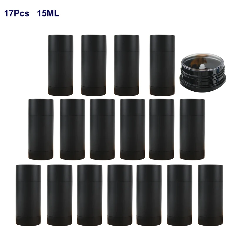 

17Pcs 15ml Deodorant Container Empty Twist-Up Tube Bottles Refillable Leak-Proof Containers Round Shape Bottom Filling Stick