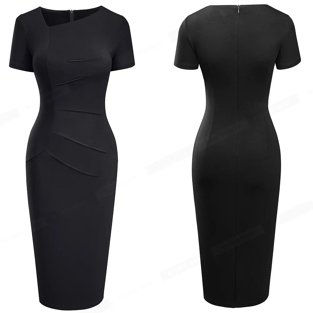 Женское офисное платье Nice-Forever элегантное однотонное платье-футляр в деловом