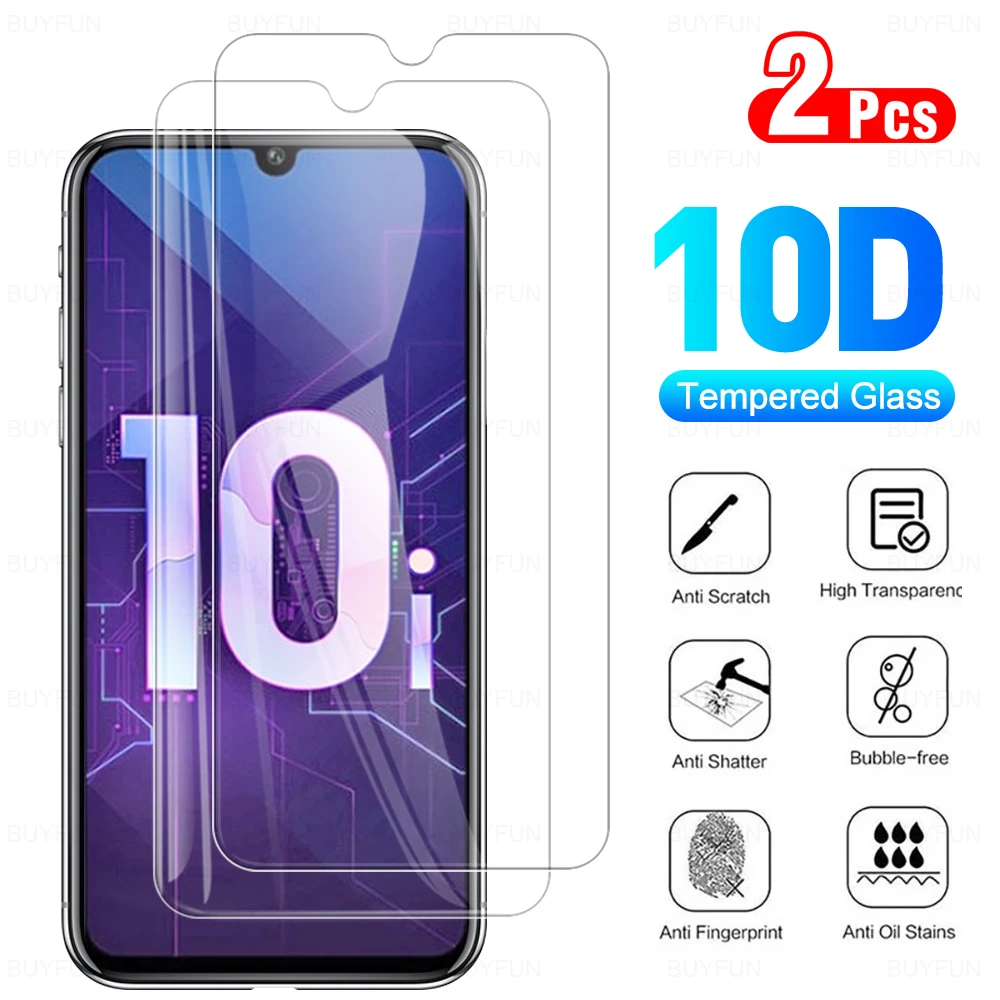 

2 Pcs 10D Full Coverage Tempered Glass For Huawei Honor 10i 10Lite 10X Lite 10 i 6.21" Screen Protector Protective Film HRY LX1T