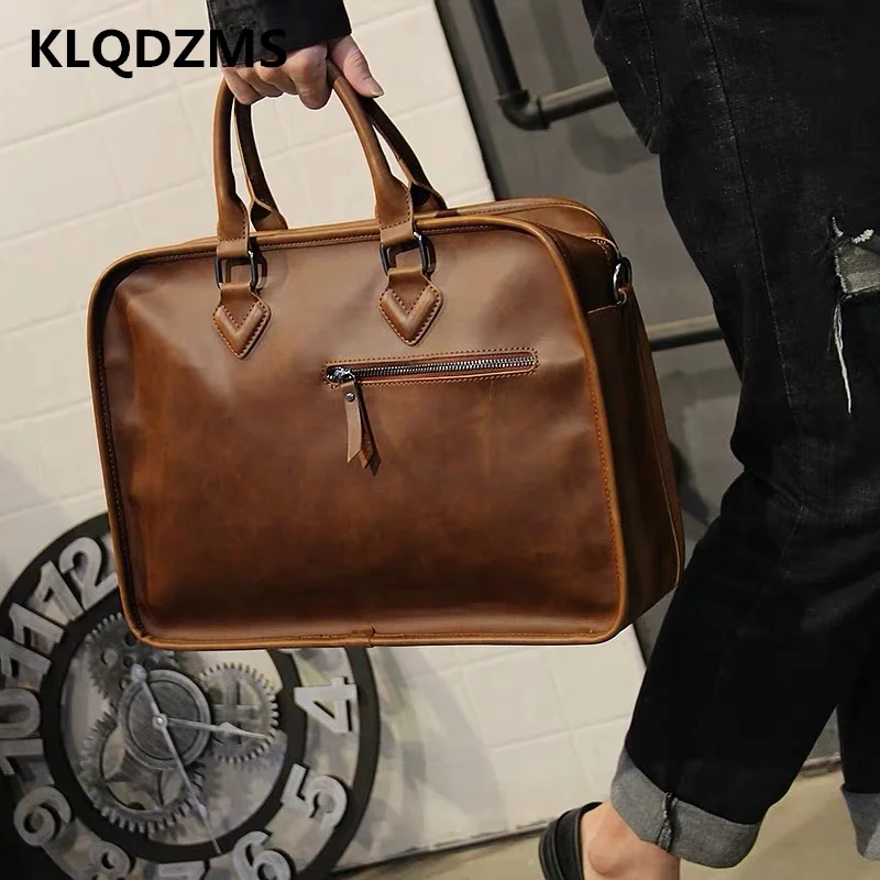 KLQDZMS Classic PU Business Handbag Casual Men Briefcases Business Laptop-Bag Office Document Bags Men Fashion Shoulder Bags