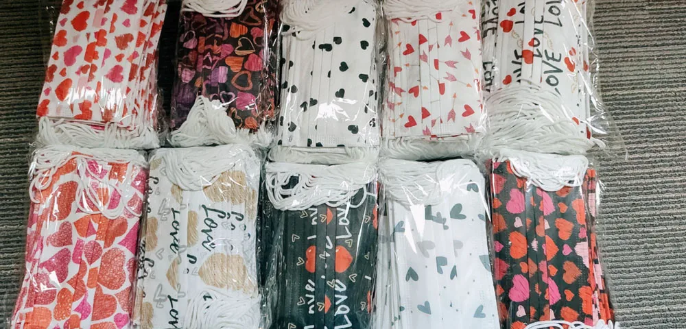 

Headband mscara masque 50PC Adult Valentine's Day Print Mask Disposable Face Mask 3Ply Ear Loop #