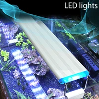 110v 220vaquarium led light ultra thin fish tank aquatic plant growth lighting waterproof bright clip light blue led for 18 78cm