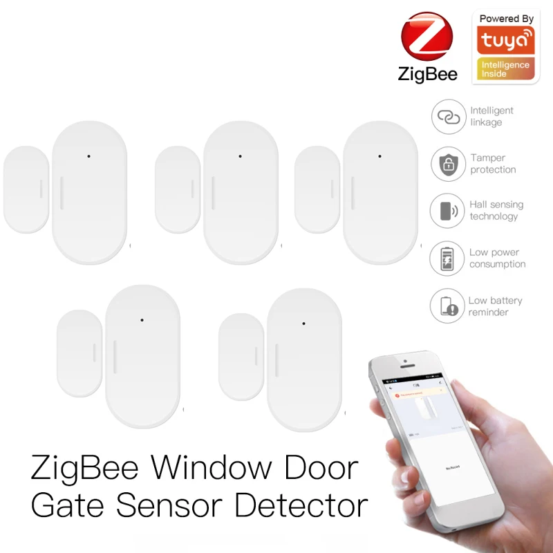 

Tuya Smart ZigBee Door&Window Sensor Battery Powered Smart Home Real-time Remote Monitoring Alarm Work With Smart Life Tuya App