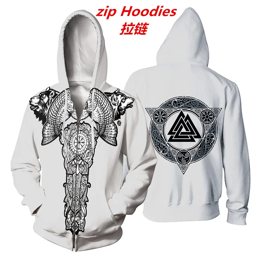 Newest Fashion Men Hoodies Viking tattoo pattern 3D All Over Printed Sweatshirt/zip Hoodie tops 455 | Мужская одежда