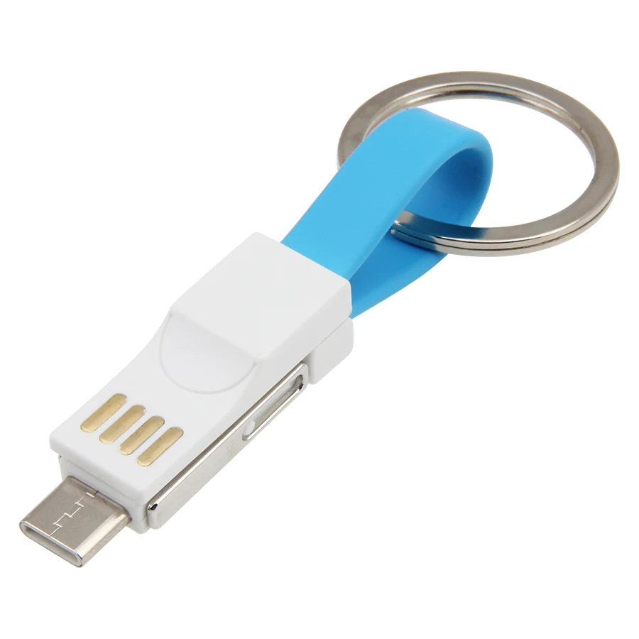 10 см 3 в 1 USB кабель Micro Type C 8Pin для iPhone XR X Samsung Huawei 2A Mini брелок зарядное устройство