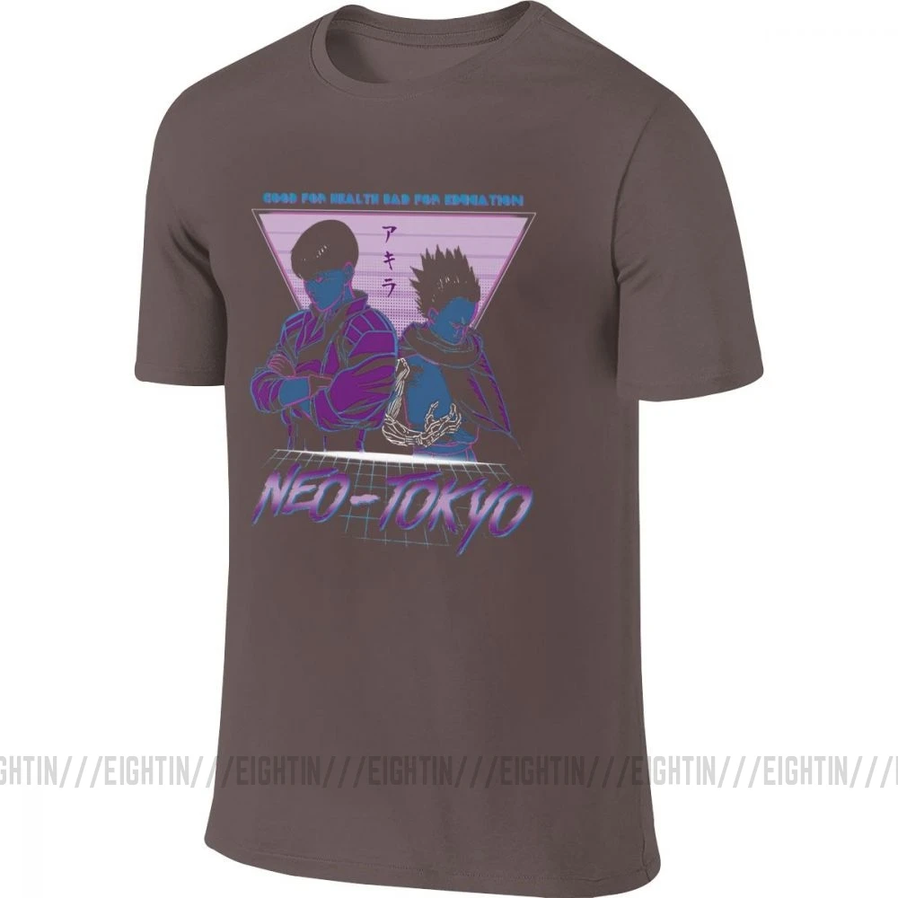 Мужская куртка Akira, футболки, манга, Kaneda, Vaporwave, спереди, сзади, две стороны, хлопок, повседневная, короткий рукав, футболка, Новое поступление, футболка - Цвет: Коричневый