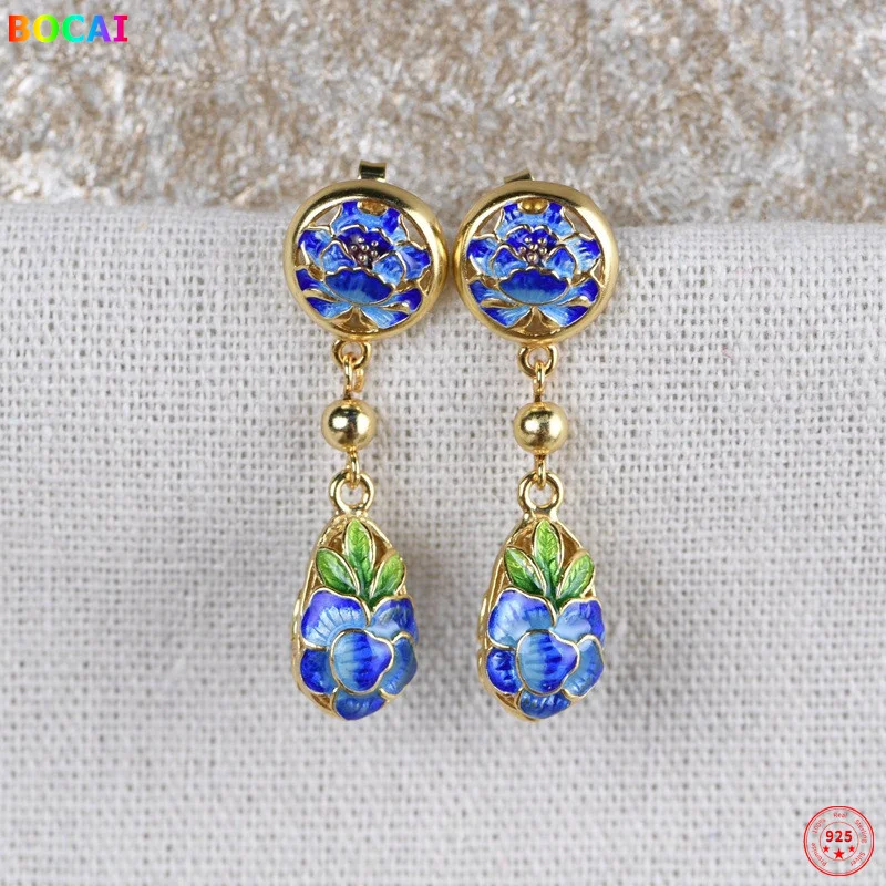 

Женские серьги-гвоздики из серебра 100% пробы с эмалью