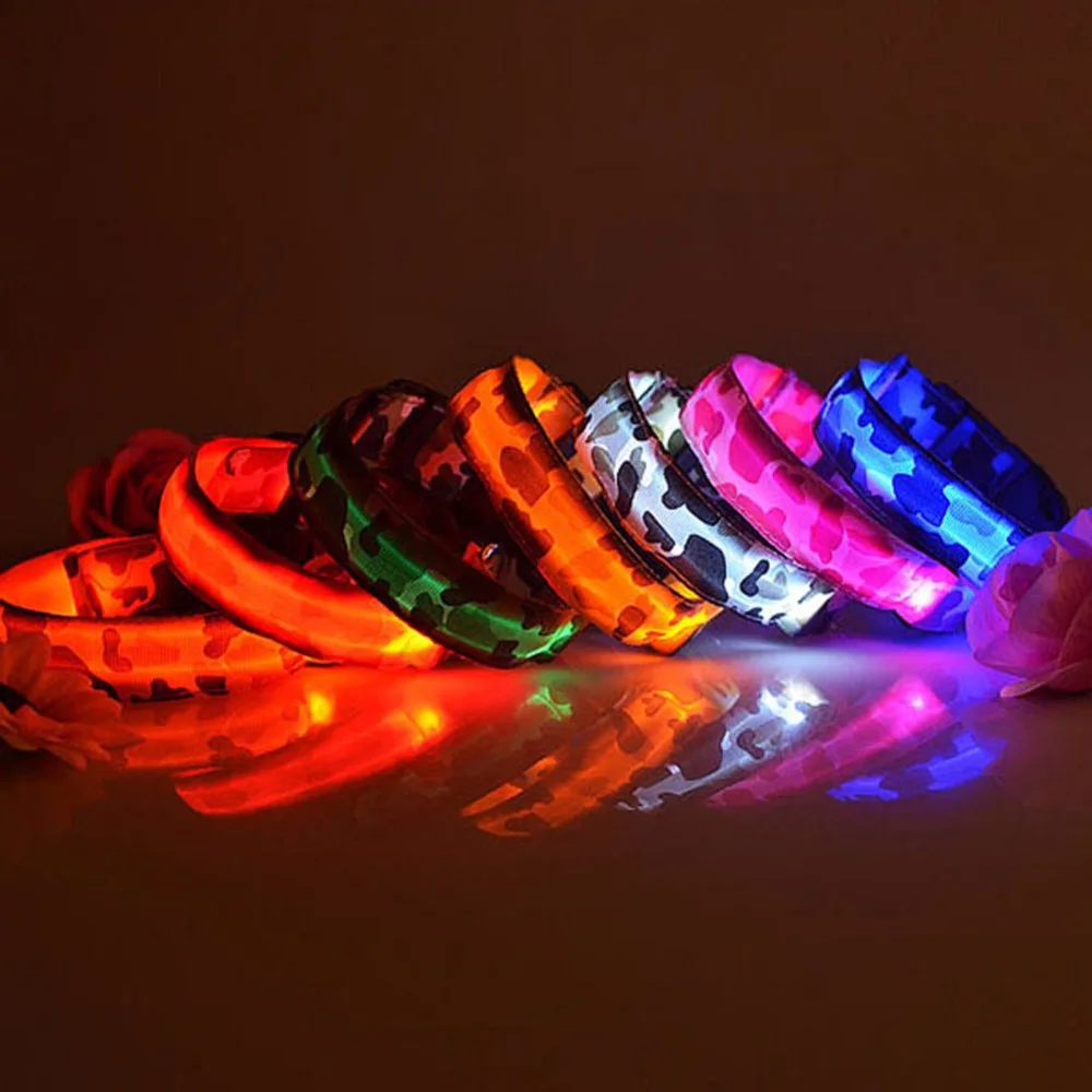 Светодиодный светящийся Камуфляжный ошейник для щенков супер крутой мигающий