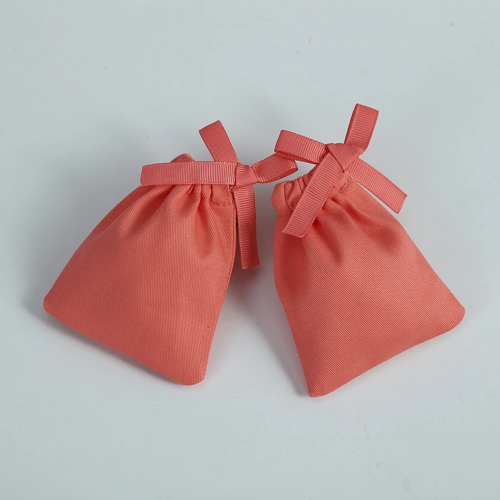 20pcs Hot Red Cotton Canvas Bags with Ribbon Small Necklace Earring Packaging Pouch Wedding Favor Gift Bag Jewelry Package Pouch