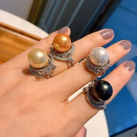 funmode fashion design gold color black color rings sparking created women bride finger ring wholesale fr321