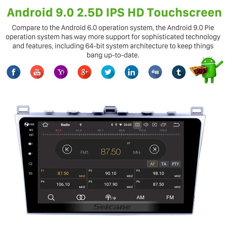 Seicane 10," Android 9,0 Оперативная память 4 Гб ips 8-ядерный автомобиль радио gps Navi головное устройство проигрывателя для 2008- Mazda 6 Ruiyi С Carplay RDS 4G