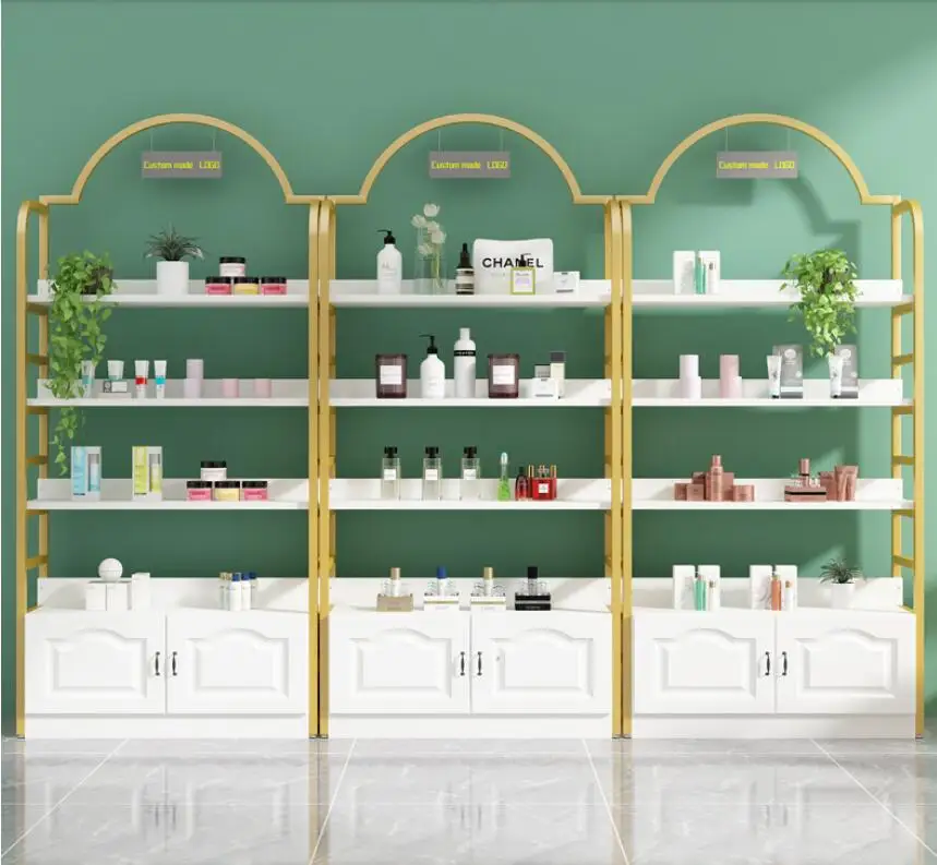

Cosmetic display cabinet container beauty salon nail storage display rack skin care product showcase