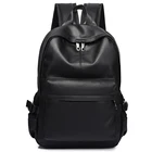Мужской рюкзак из искусственной кожи, дизайнерская черная сумка на молнии для ноутбука