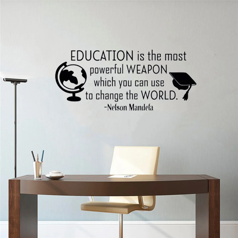 

Education Is The Most Powerful Weapon Wall Sticker Inspirational Wall Decal Quote Removable Vinyl Wall Art Murals Poster