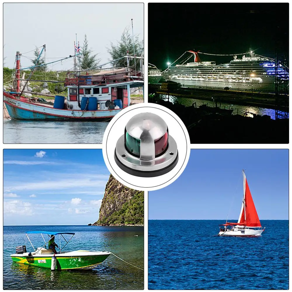 

1pcs 12V 316 Stainless Steel Marine Boat Yacht LED Navigation Light Red and Green Bow Lights Deck Mount