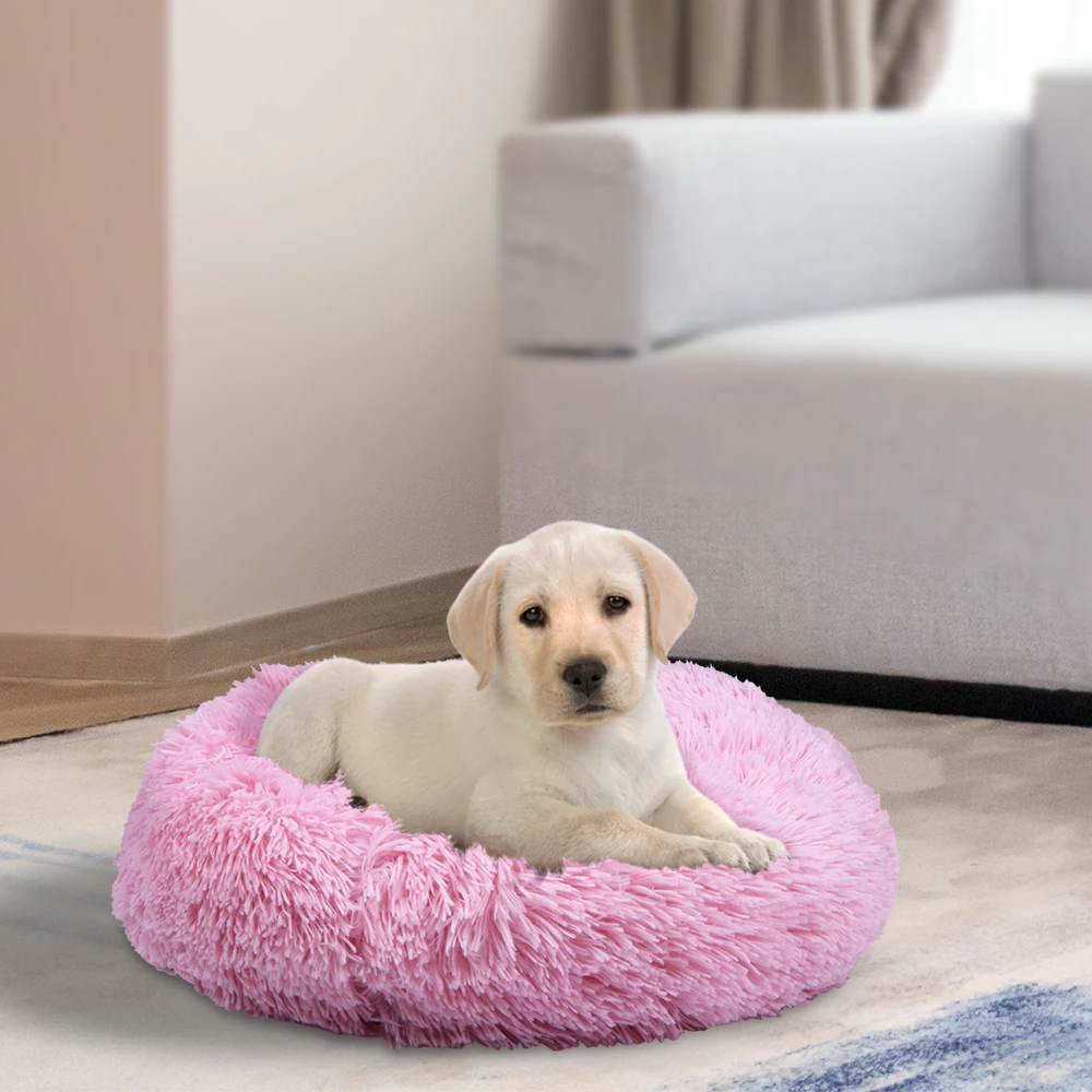 1 шт. круглая кровать для собаки кошки зимний теплый спальный лежак коврик щенка