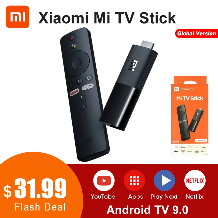 Оригинальный Xiaomi Mi TV Stick Android 9 0 четырехъядерный 1080P Dolby DTS HD Двойное декодирование 1