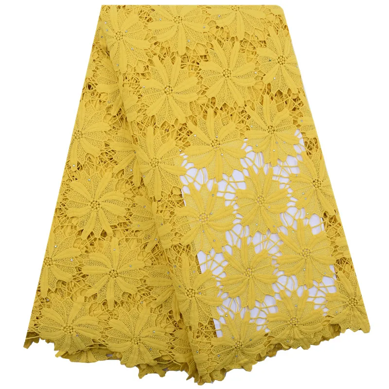 Новейшая африканская кружевная ткань Kalume Водорастворимая желтая шнуровка