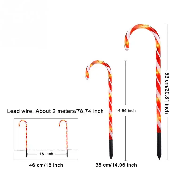 

4pcs/set Christmas Festival Cane Solar Lights Multifunction Christmas Tree Decorative Lamp Red Colorful Outdoor Garden Light