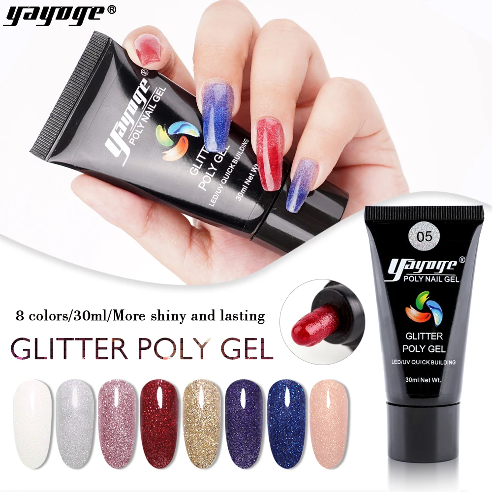 

Yayoge Poly Nail Gel For Finger Extension Acrylic Builder Clear Gel Manicure Glitter UV Gel Nail Polish Nail Art Tip Enhancement