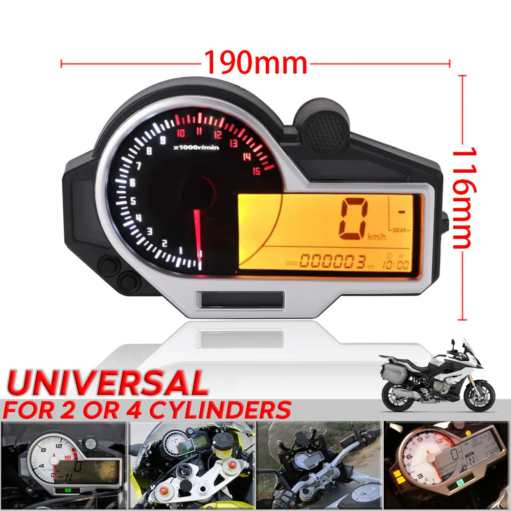 Universal Motorcycle Odometer For 1 2 4 Cylinders Tachometer ATV LCD Digital Speedometer BMW KAWASAKI SUZUKI HONDA | Автомобили и