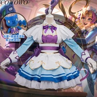 cowowo anime game lol coffee sweetheart gwen lolita blue maid dress uniform cosplay costume halloween outfit for women new