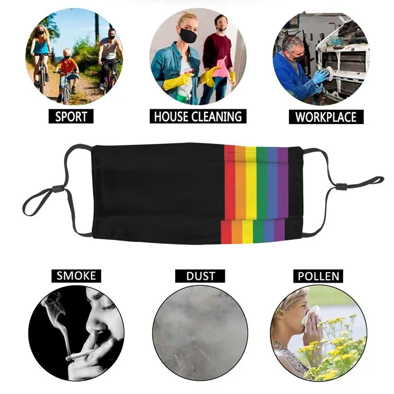 

Rainbow LGBT Strip Washable Adult Mouth Face Mask Gay Pride Anti Haze Dust Protection Cover Respirator Mouth-Muffle