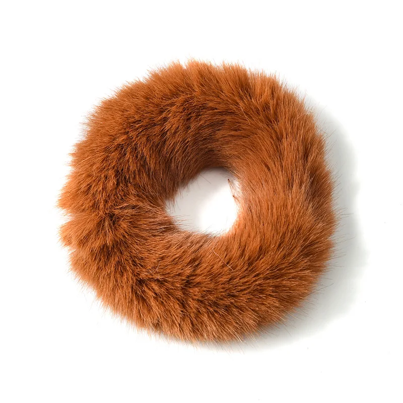 

simple sweet cute women Scrunchies Fluff Solid Soft Plush Hair band Ring rope ties Ponytail holder Rubber Band Hair accessories